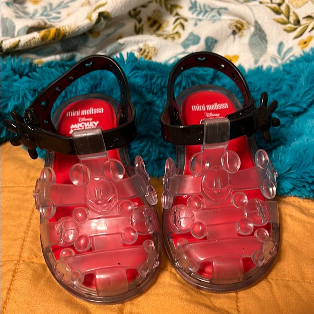 Mini Melissa Kids' Mickey Mouse Sandals - Red and Black